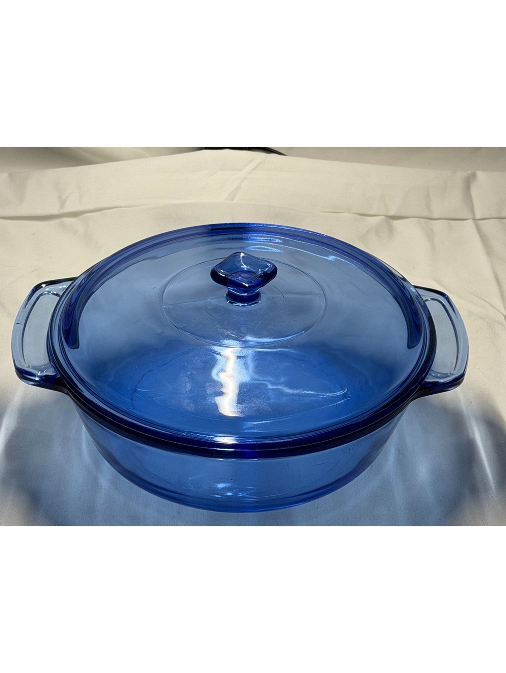 Anchor Hocking Fire King Sapphire Blue 2 Qt Covered Casserole Dish & Lid USA